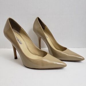 Sz 6.5 Charles David Nude Patent Leather Point Toe Pumps